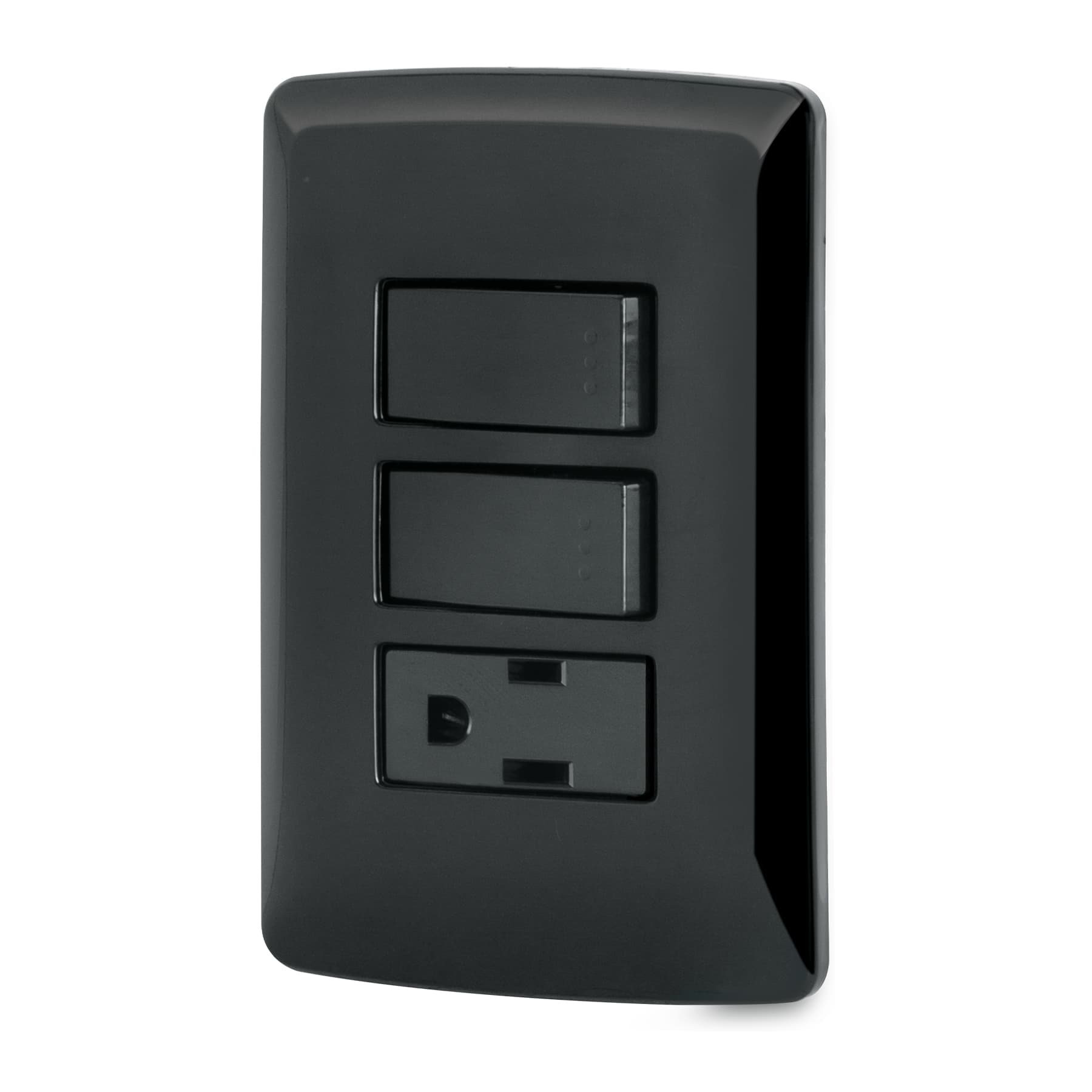 Placa armada contacto 2 interruptores,negro, línea Italiana - PA-APCO-I2N / 47592