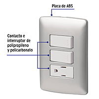 Placa armada contacto 2 interruptores, plata, línea Italiana - PA-APCO-I2P / 46474 Placa armada contacto 2 interruptores, plata, línea Italiana - PA-APCO-I2P / 46474