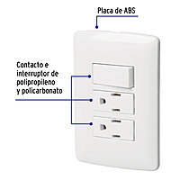 Placa armada 2 contactos e interruptor,blanco,línea Italiana - PA-APCO-I3B / 46457 Placa armada 2 contactos e interruptor,blanco,línea Italiana - PA-APCO-I3B / 46457