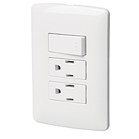 Placa armada 2 contactos e interruptor,blanco,línea Italiana - PA-APCO-I3B / 46457 Placa armada 2 contactos e interruptor,blanco,línea Italiana - PA-APCO-I3B / 46457