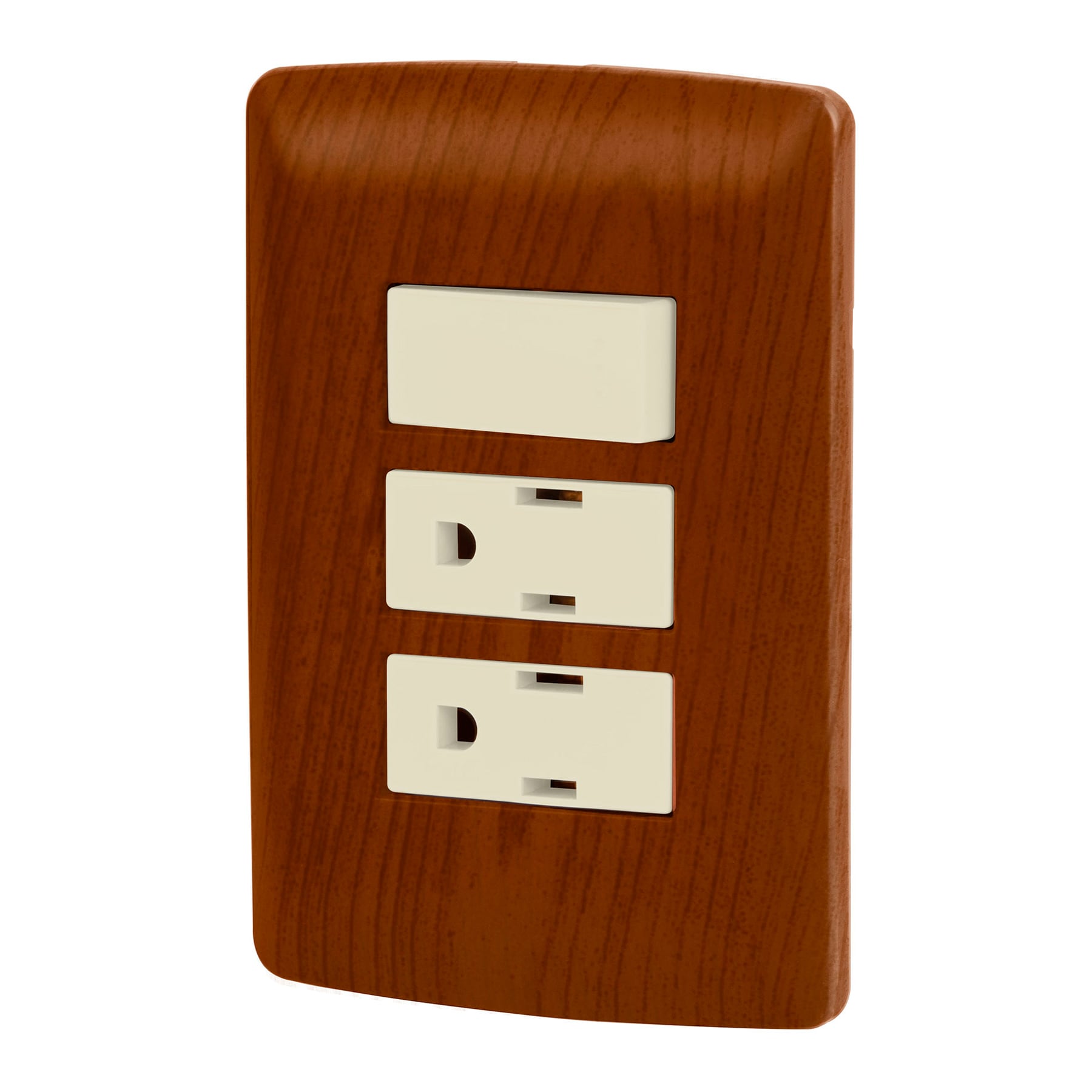 Placa armada 2 contactos e interruptor,madera,línea Italiana - PA-APCO-I3M / 49937