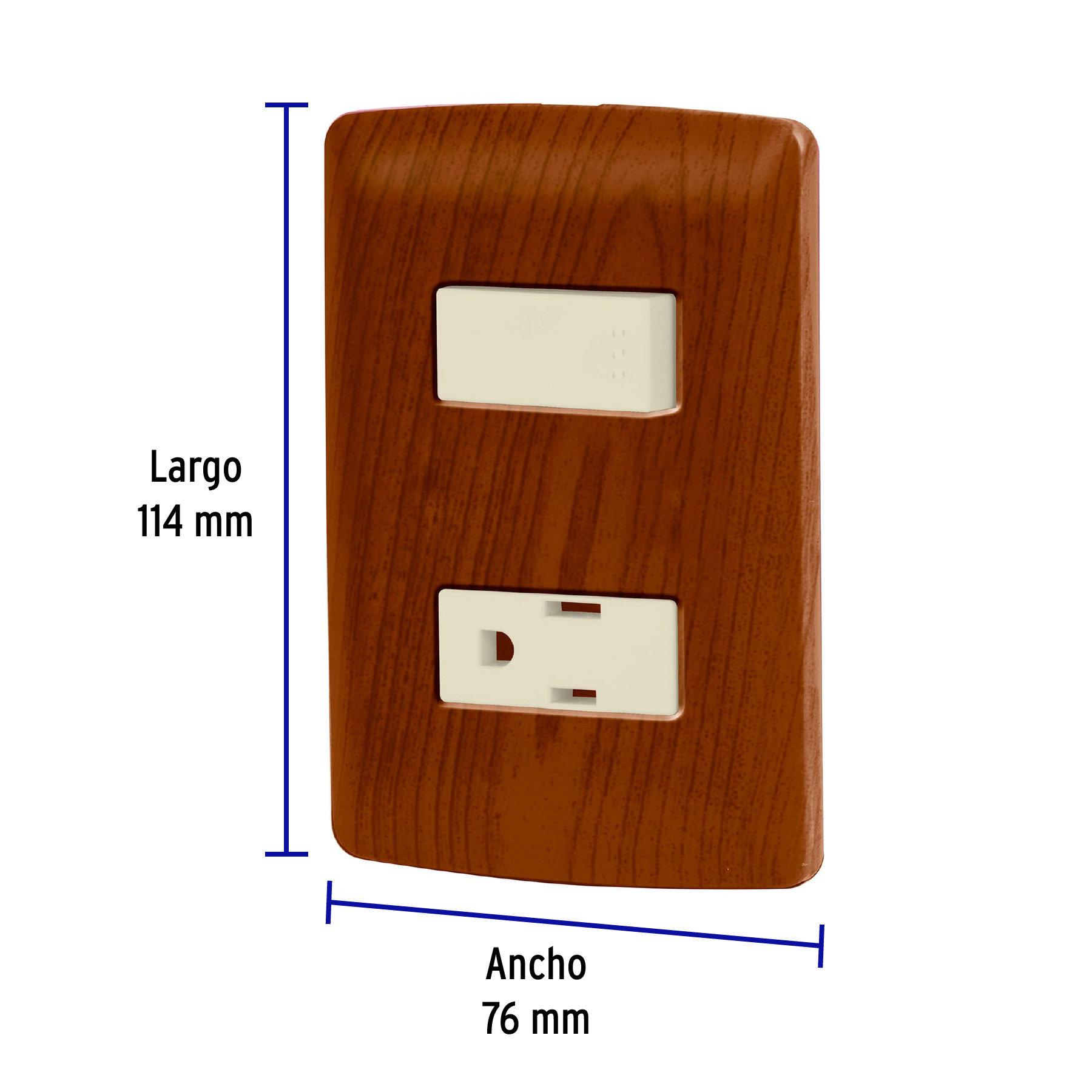 Placa armada contacto e interruptor, madera, línea Italiana - PA-APCO-IM / 49935 Placa armada contacto e interruptor, madera, línea Italiana - PA-APCO-IM / 49935