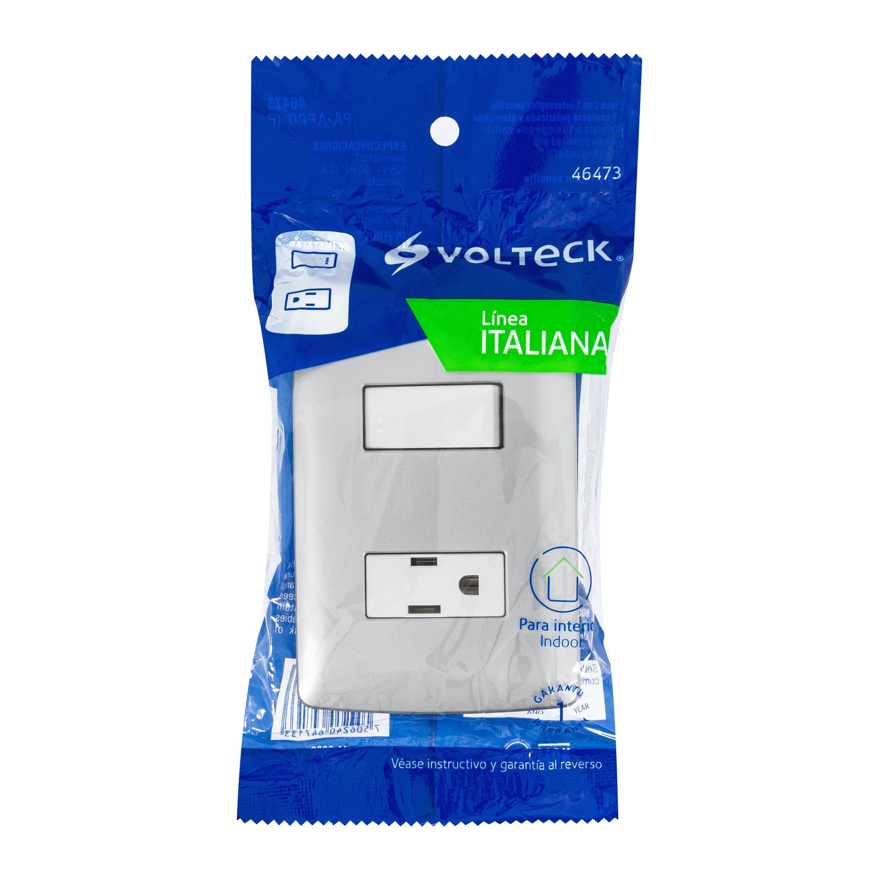 Placa armada contacto e interruptor, plata, línea Italiana - PA-APCO-IP / 46473 Placa armada contacto e interruptor, plata, línea Italiana - PA-APCO-IP / 46473