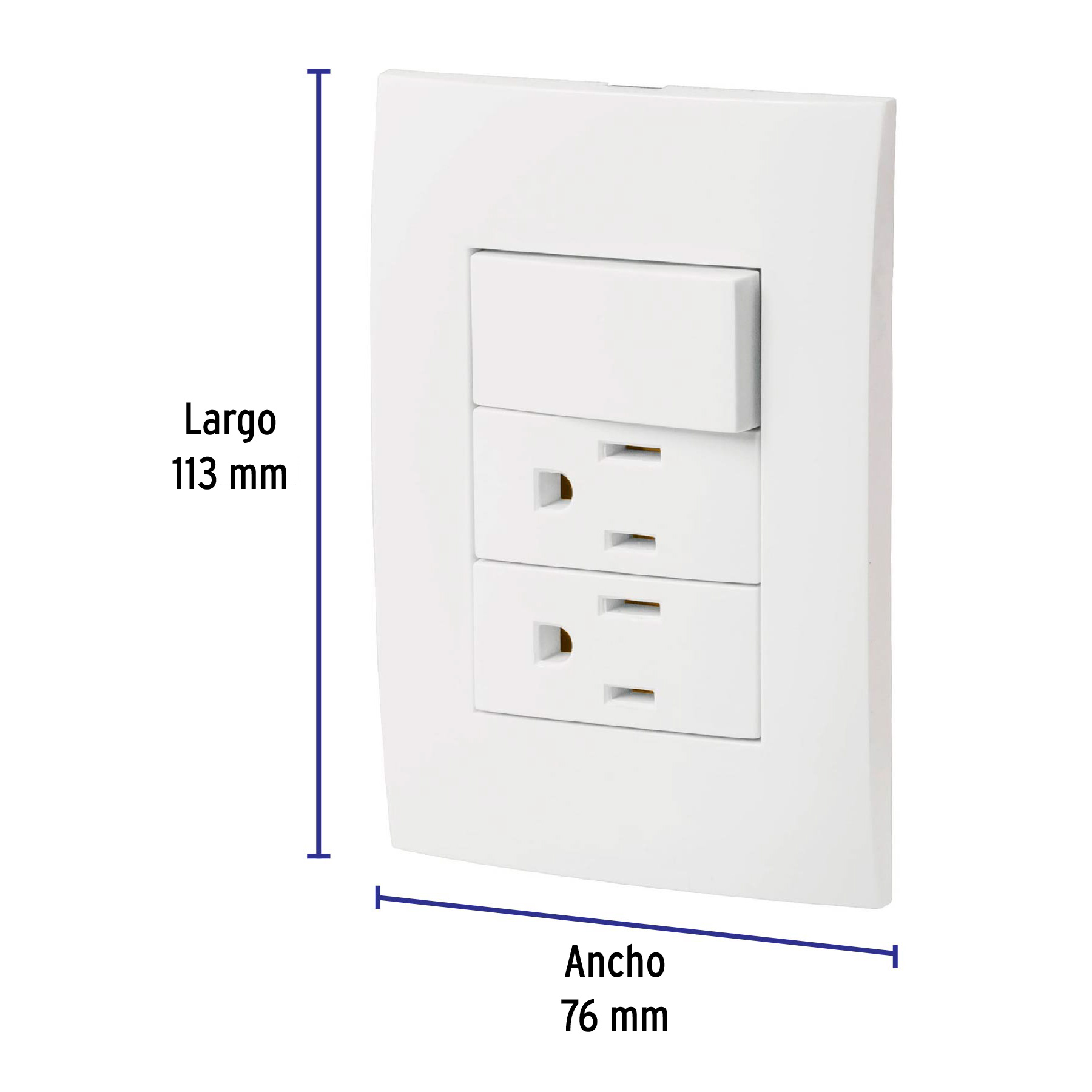 Placa armada 2 contactos e interruptor, línea Oslo, blanco - PA-APCO-O3B / 46489