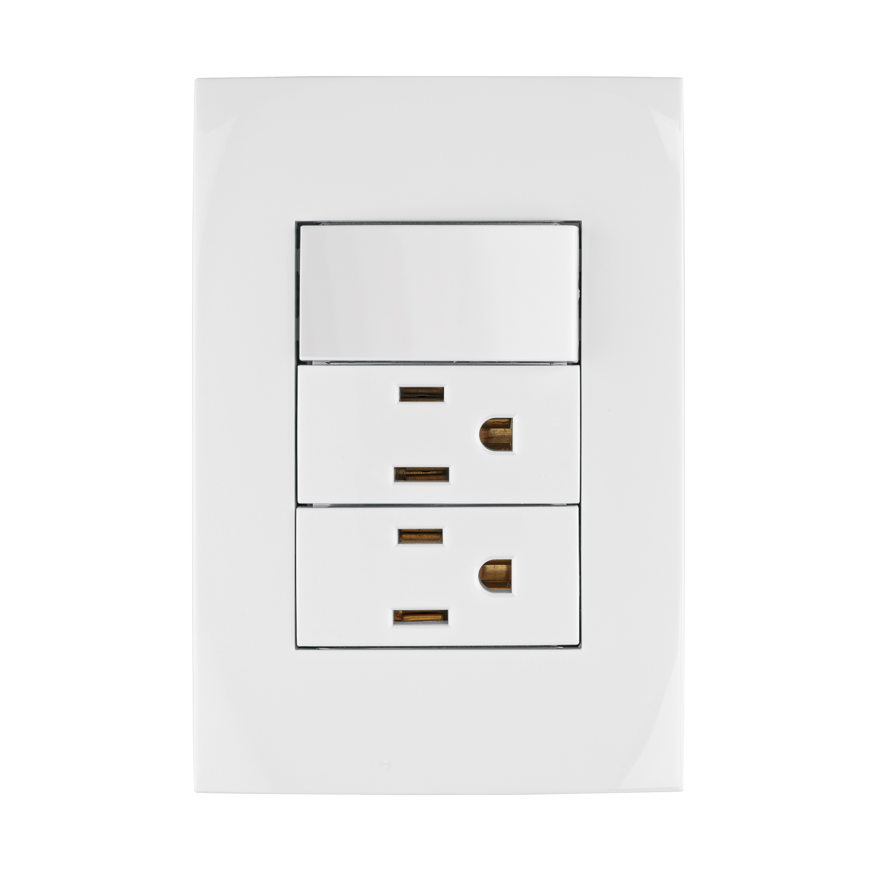Placa armada 2 contactos e interruptor, línea Oslo, blanco - PA-APCO-O3B / 46489