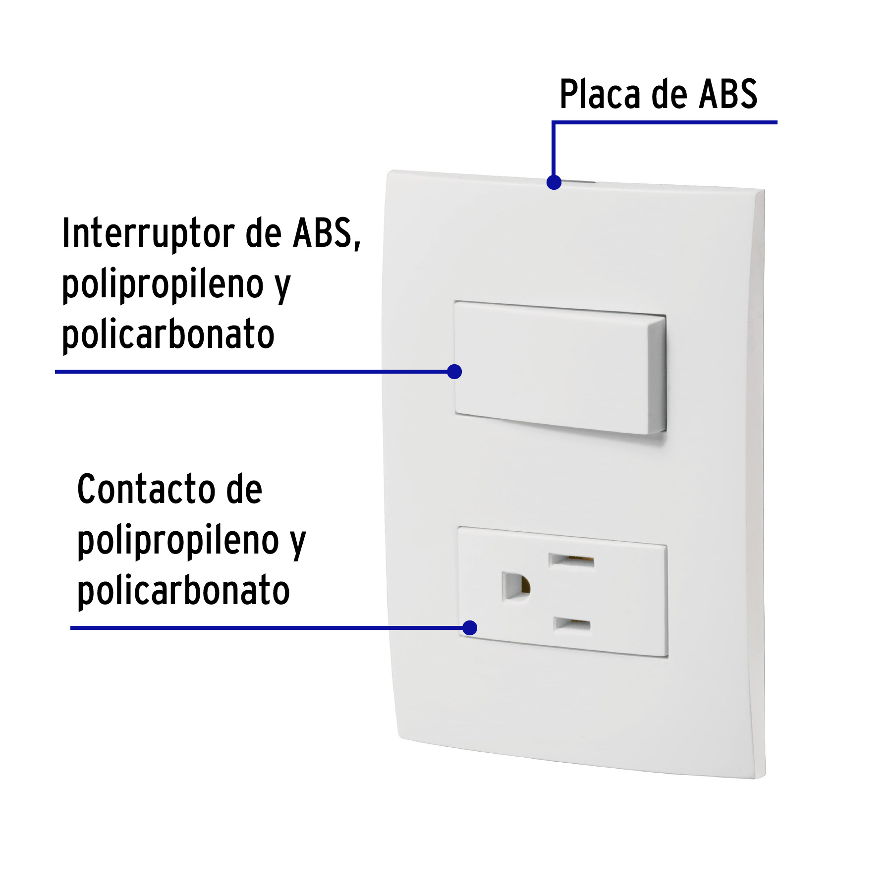 Placa armada contacto e interruptor, línea Oslo, blanco - PA-APCO-OB / 46487 Placa armada contacto e interruptor, línea Oslo, blanco - PA-APCO-OB / 46487