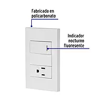 Placa armada 1 interruptor,1 contacto,1mod, Española, blanco - PA-APCO1-EB / 45590 Placa armada 1 interruptor,1 contacto,1mod, Española, blanco - PA-APCO1-EB / 45590