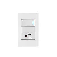 Placa armada 1 interruptor,1 contacto,1mod, Española, blanco - PA-APCO1-EB / 45590 Placa armada 1 interruptor,1 contacto,1mod, Española, blanco - PA-APCO1-EB / 45590