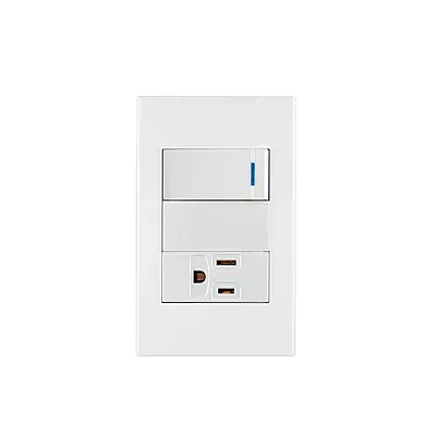 Placa armada 1 interruptor,1 contacto,1mod, Española, blanco - PA-APCO1-EB / 45590