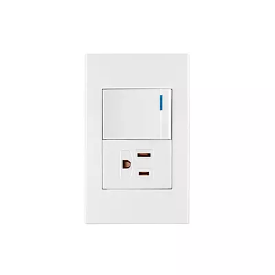 Placa armada 1 interruptor,1contacto,1.5mod,Española, blanco - PA-APCO15-EB / 45591