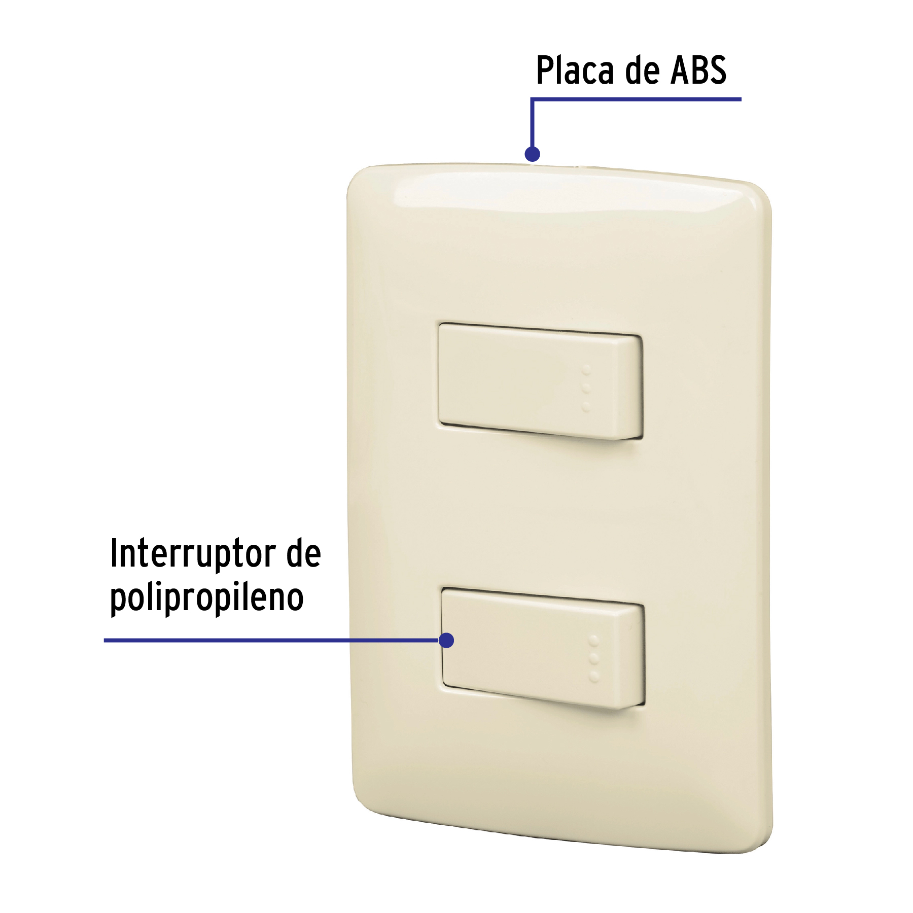 Placa armada 1 interruptor escalera, marfil, línea Italiana - PA-APDO-EI / 48663 Placa armada 1 interruptor escalera, marfil, línea Italiana - PA-APDO-EI / 48663