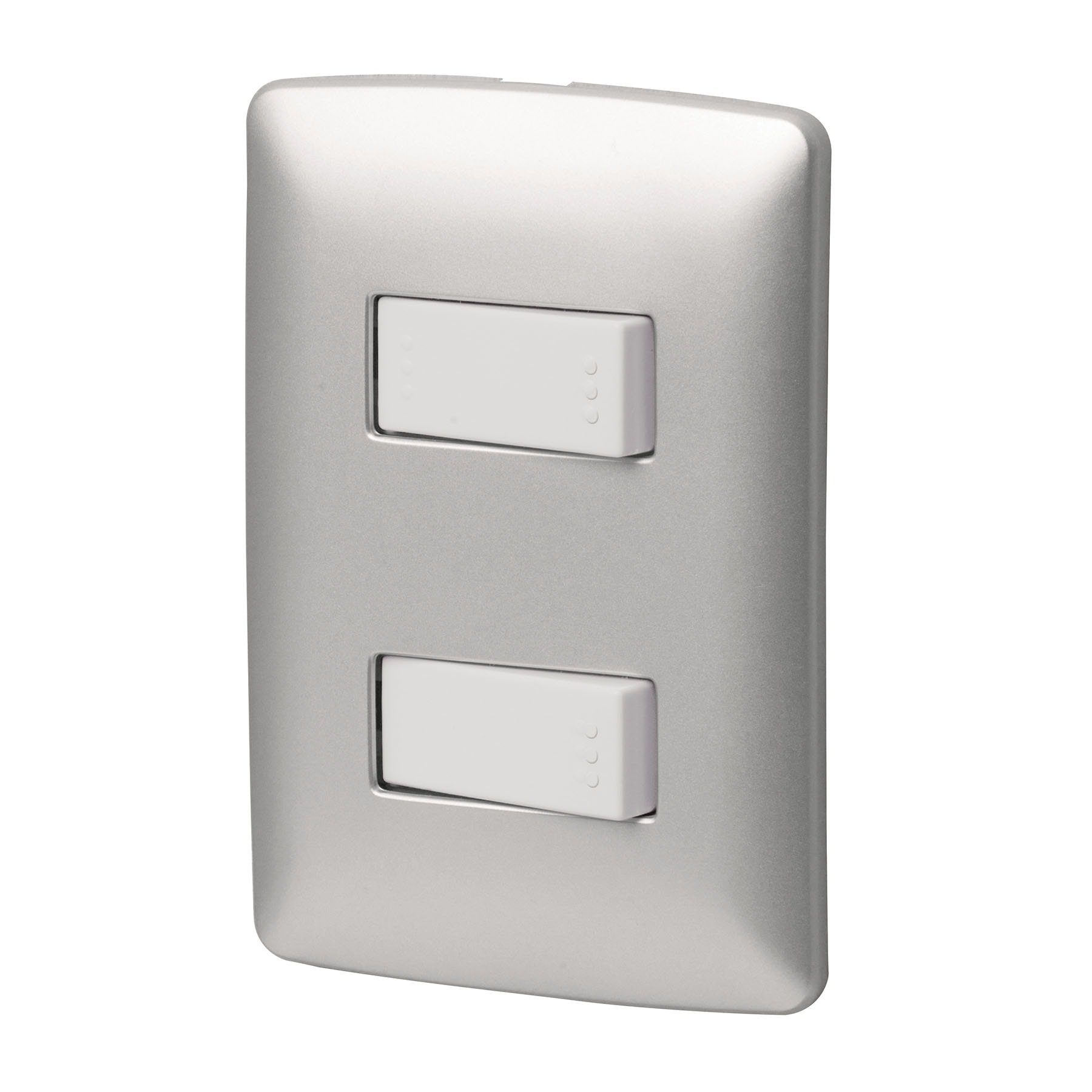 Placa armada 1 interruptor 1 escalera, plata, línea Italiana - PA-APDO-EIP / 46481