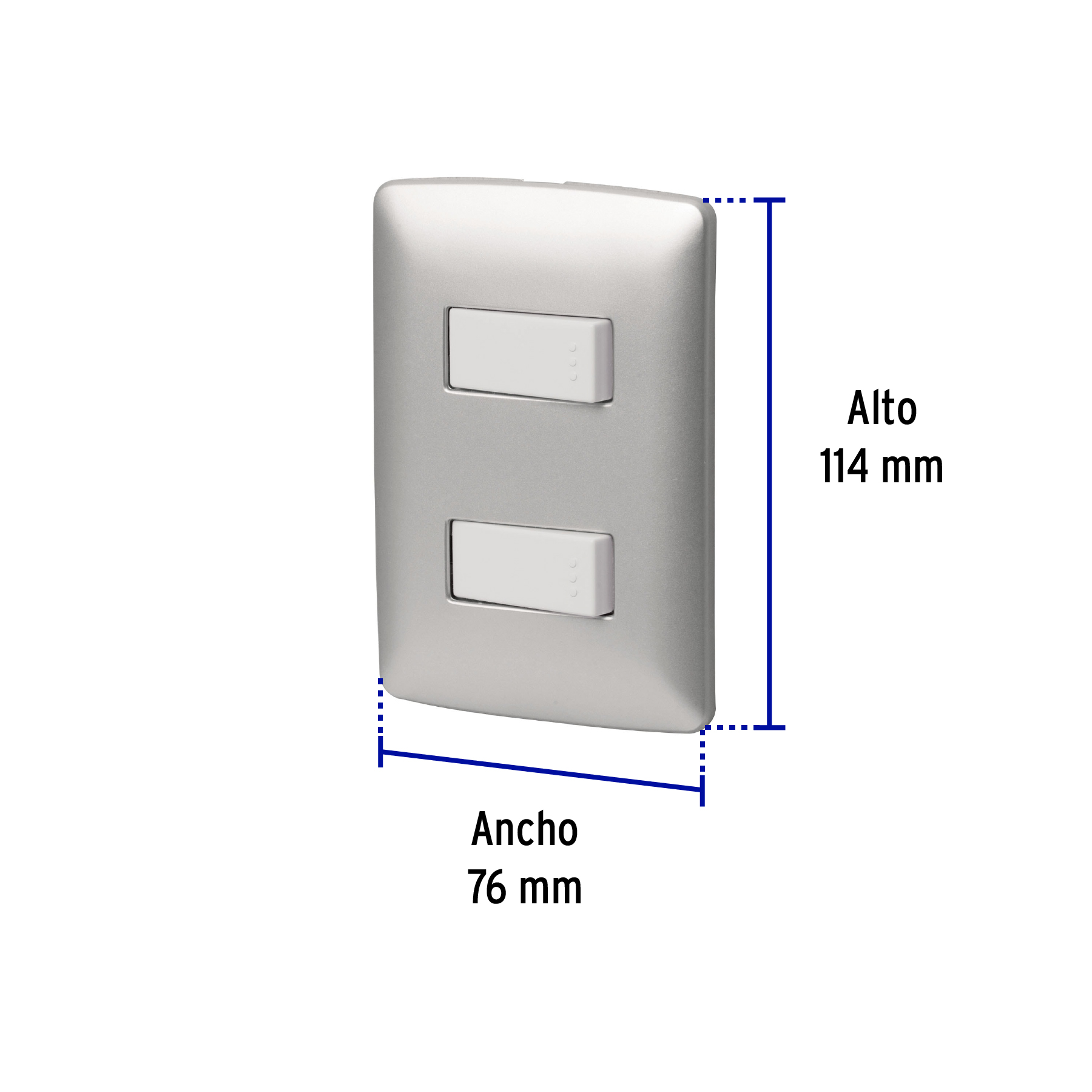 Placa armada 2 interruptores sencillos plata, línea Italiana - PA-APDO-IP / 46479 Placa armada 2 interruptores sencillos plata, línea Italiana - PA-APDO-IP / 46479