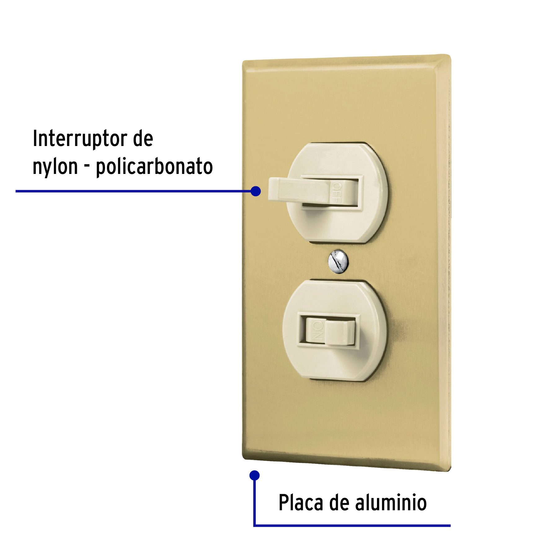 Placa armada 2 interruptor sencillo, línea Standard, alumini - PA-APDO-SA / 48498 Placa armada 2 interruptor sencillo, línea Standard, alumini - PA-APDO-SA / 48498