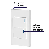 Placa armada 2 interruptores, 1.5 módulos, Española, blanco - PA-APDO15-EB / 45595 Placa armada 2 interruptores, 1.5 módulos, Española, blanco - PA-APDO15-EB / 45595