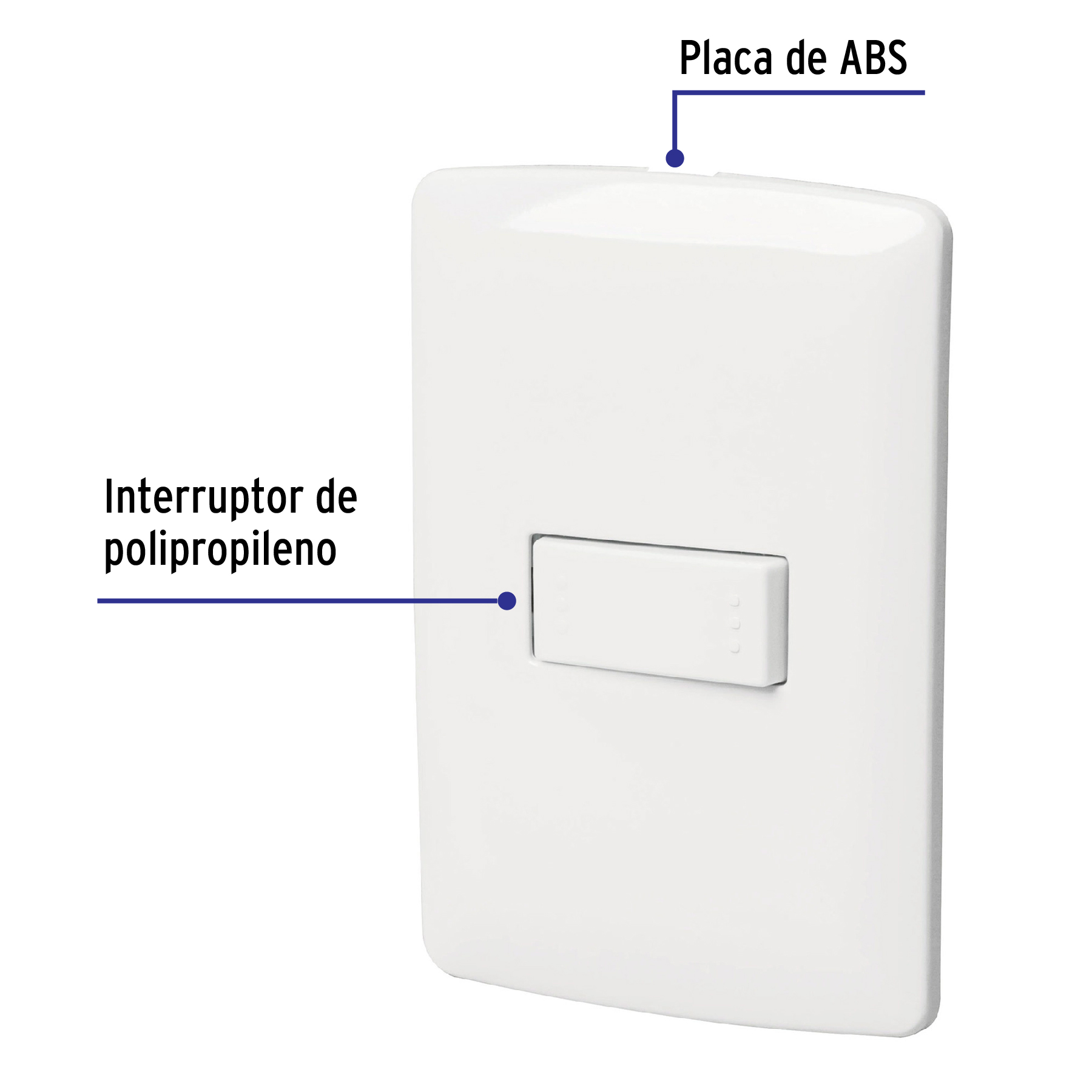 Placa armada 1 interruptor escalera, blanco, línea Italiana - PA-APSE-EIB / 46460