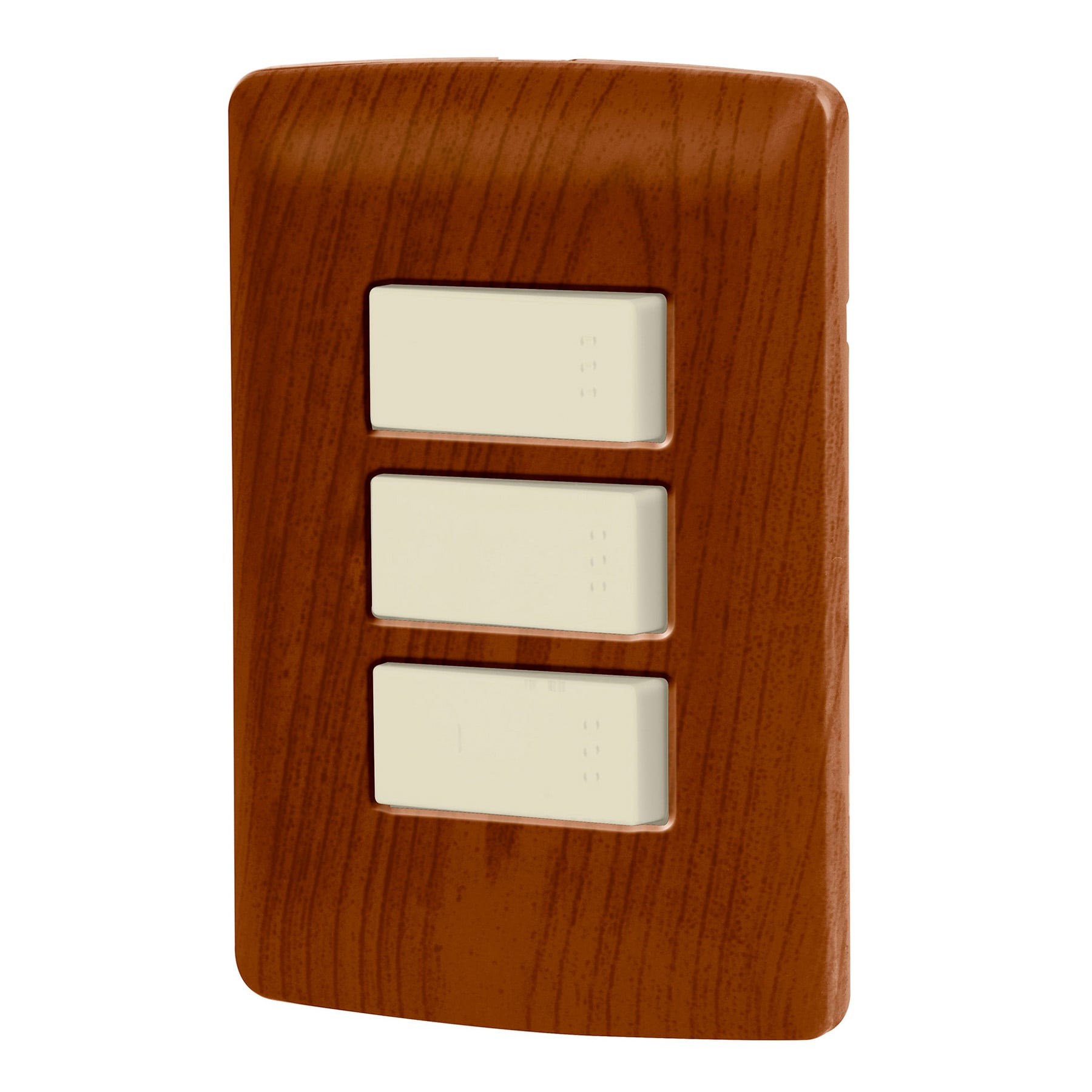 Placa armada 2 interruptores 1escalera,madera,línea Italiana - PA-APTR-EIM / 49934