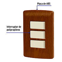 Placa armada 3 interruptores sencillos,madera,línea Italiana - PA-APTR-IM / 49933 Placa armada 3 interruptores sencillos,madera,línea Italiana - PA-APTR-IM / 49933