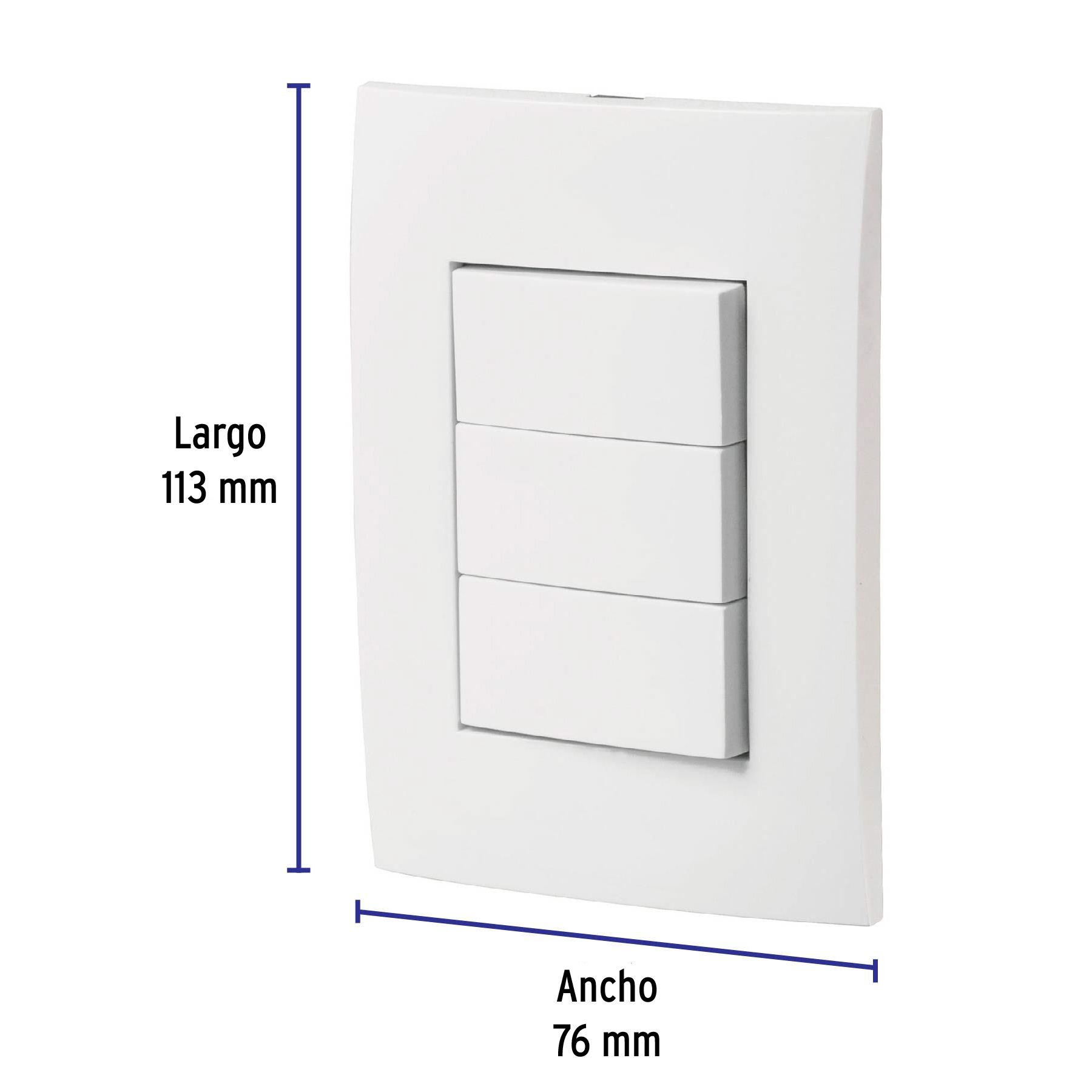 Placa armada 3 interruptores sencillos, línea Oslo, blanco - PA-APTR-OB / 46496 Placa armada 3 interruptores sencillos, línea Oslo, blanco - PA-APTR-OB / 46496