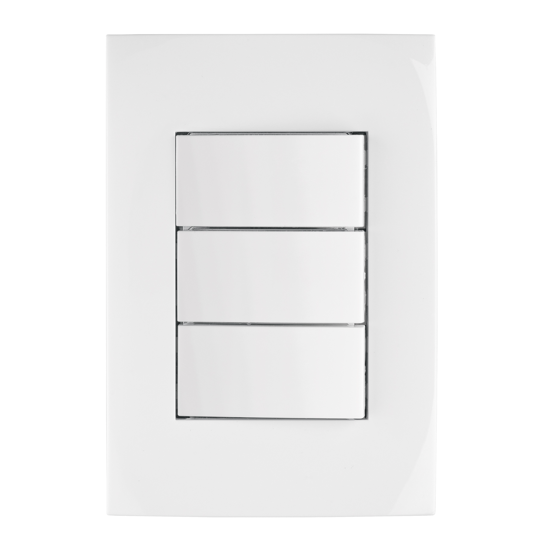 Placa armada 3 interruptores sencillos, línea Oslo, blanco - PA-APTR-OB / 46496 Placa armada 3 interruptores sencillos, línea Oslo, blanco - PA-APTR-OB / 46496