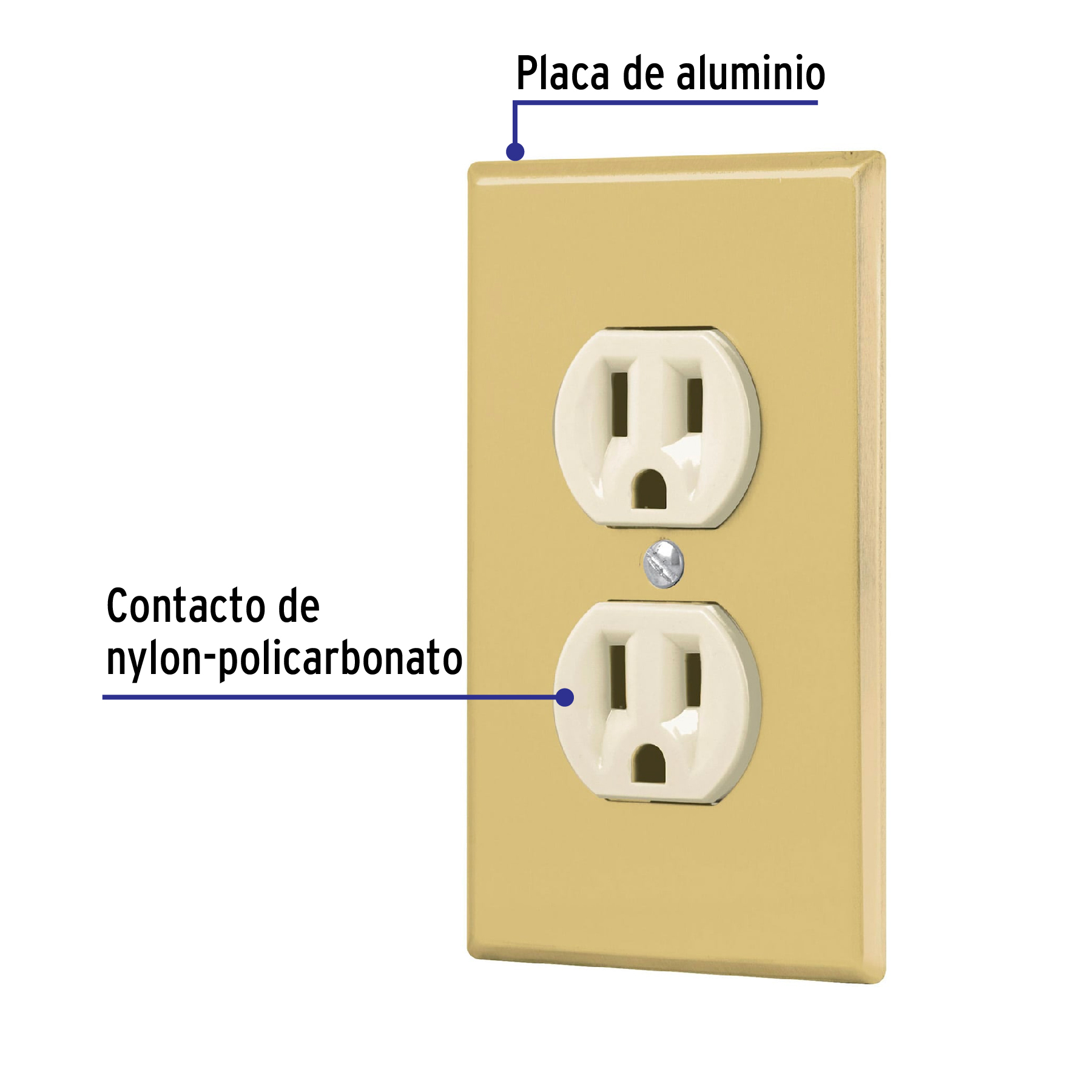 Placa armada 2 contactos polarizados,línea Standard, alumini - PA-CODO-SA / 48494 Placa armada 2 contactos polarizados,línea Standard, alumini - PA-CODO-SA / 48494