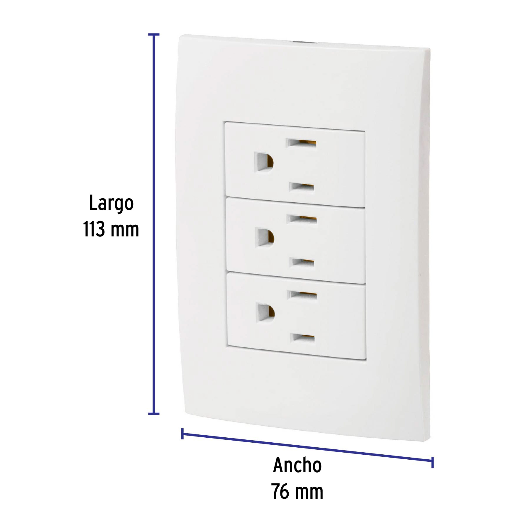 Placa armada 3 contactos aterrizados, línea Oslo, blanco - PA-COTR-OB / 46491