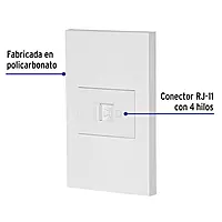 Placa armada 1 toma para teléfono, 1.5 mod, Española, blanco - PA-TE-EB / 45607 Placa armada 1 toma para teléfono, 1.5 mod, Española, blanco - PA-TE-EB / 45607