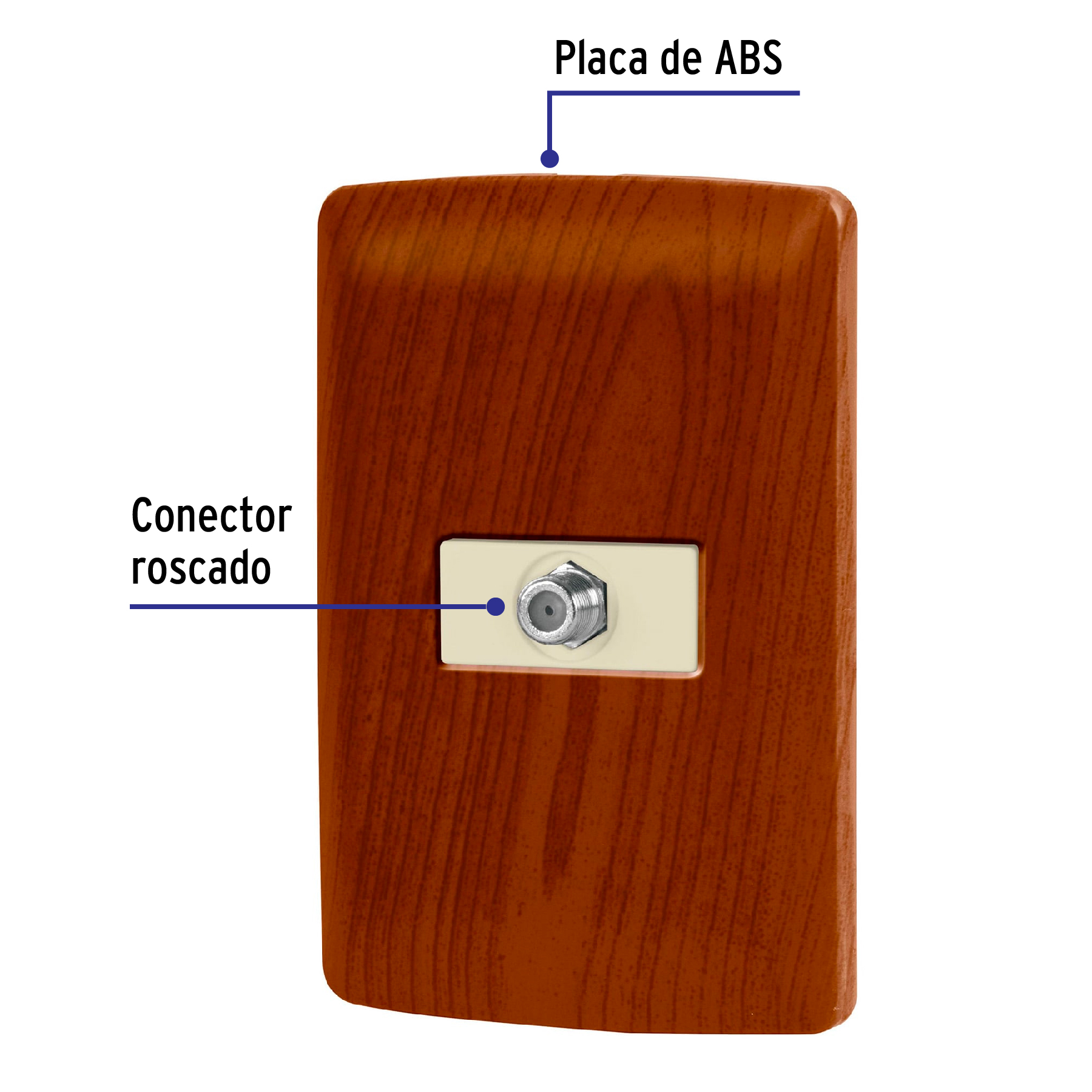 Placa armada con conexión para TV, madera, línea Italiana - PA-TV-IM / 49953 Placa armada con conexión para TV, madera, línea Italiana - PA-TV-IM / 49953