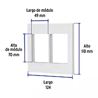 Placa 2 ventanas, 6 módulos, línea Española, color blanco - PP6M-EB / 47065 Placa 2 ventanas, 6 módulos, línea Española, color blanco - PP6M-EB / 47065