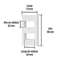 Placa 2 ventanas, 1 módulo, línea Española, color blanco - PPDO-EB / 47063
