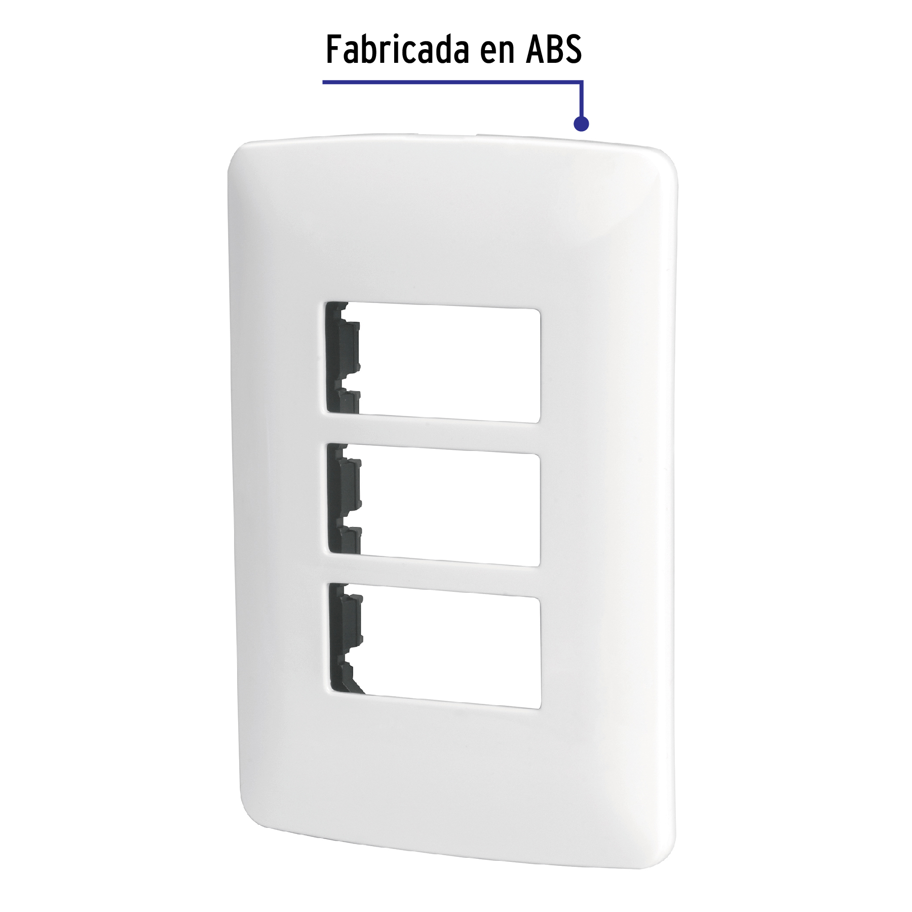Placa 3 módulos de ABS, línea Italiana, color blanco - PPTR-IB / 48136 Placa 3 módulos de ABS, línea Italiana, color blanco - PPTR-IB / 48136