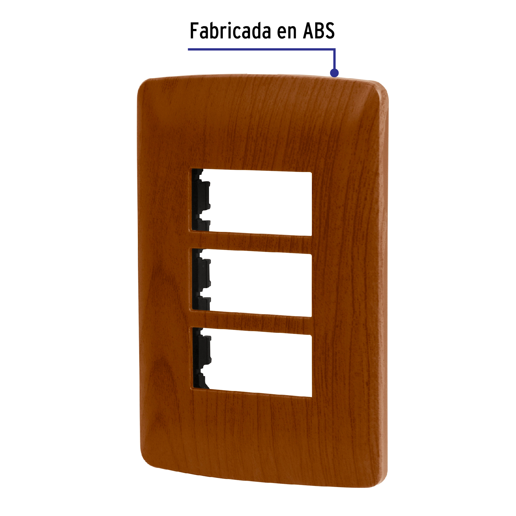 Placa 3 módulos de ABS, línea Italiana, acabado madera - PPTR-IM / 46394 Placa 3 módulos de ABS, línea Italiana, acabado madera - PPTR-IM / 46394