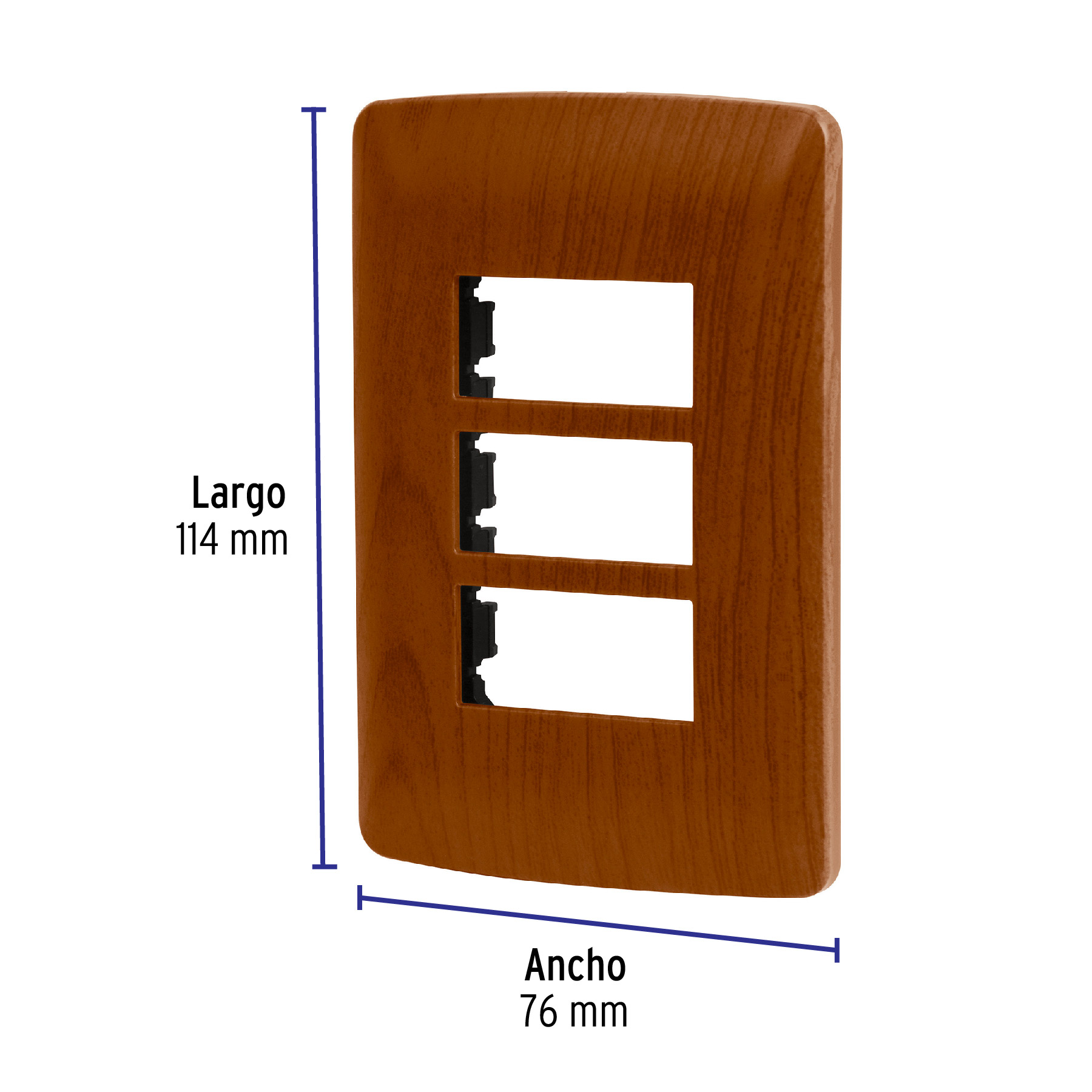 Placa 3 módulos de ABS, línea Italiana, acabado madera - PPTR-IM / 46394 Placa 3 módulos de ABS, línea Italiana, acabado madera - PPTR-IM / 46394