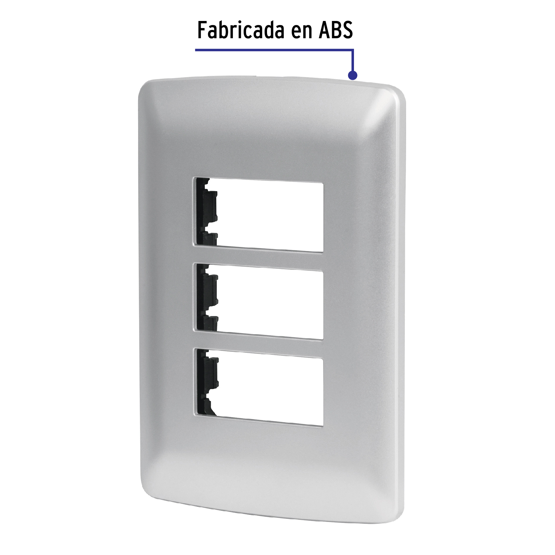 Placa 3 módulos de ABS, línea italiana, color plata - PPTR-IP / 46399 Placa 3 módulos de ABS, línea italiana, color plata - PPTR-IP / 46399