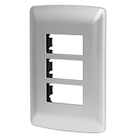 Placa 3 módulos de ABS, línea italiana, color plata - PPTR-IP / 46399 Placa 3 módulos de ABS, línea italiana, color plata - PPTR-IP / 46399