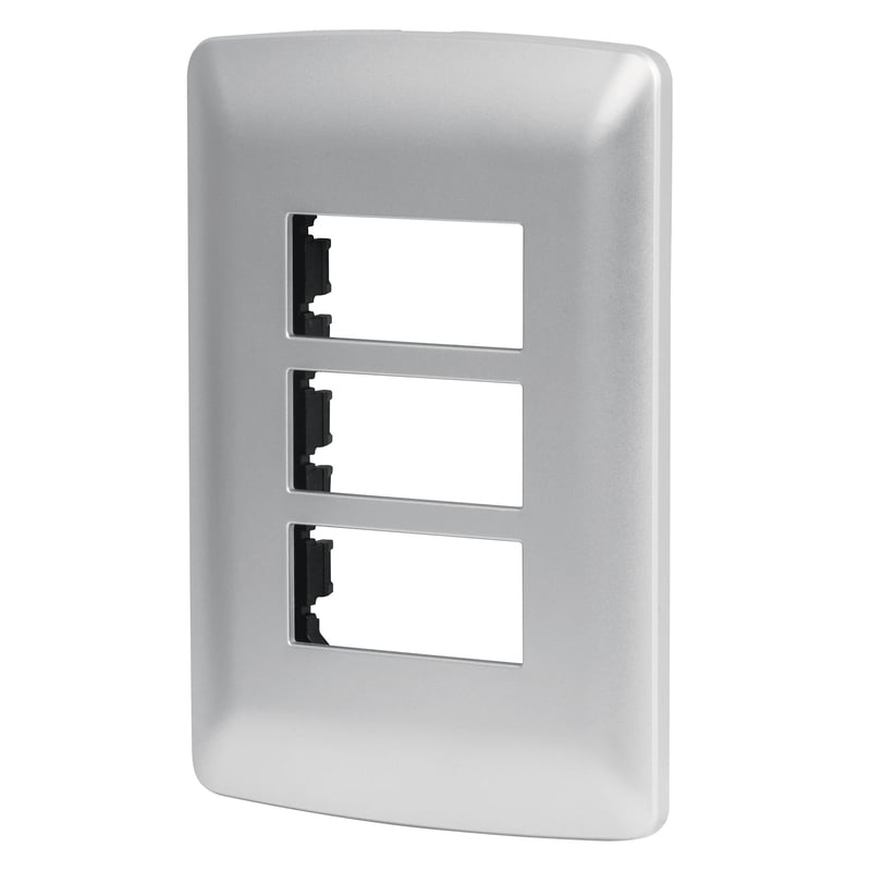 Placa 3 módulos de ABS, línea italiana, color plata - PPTR-IP / 46399 Placa 3 módulos de ABS, línea italiana, color plata - PPTR-IP / 46399
