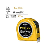 flexómetro-amarillo-5m-cinta-19mm-pretul-tarjeta-plástica-pro-5meb-21606 flexómetro-amarillo-5m-cinta-19mm-pretul-tarjeta-plástica-pro-5meb-21606