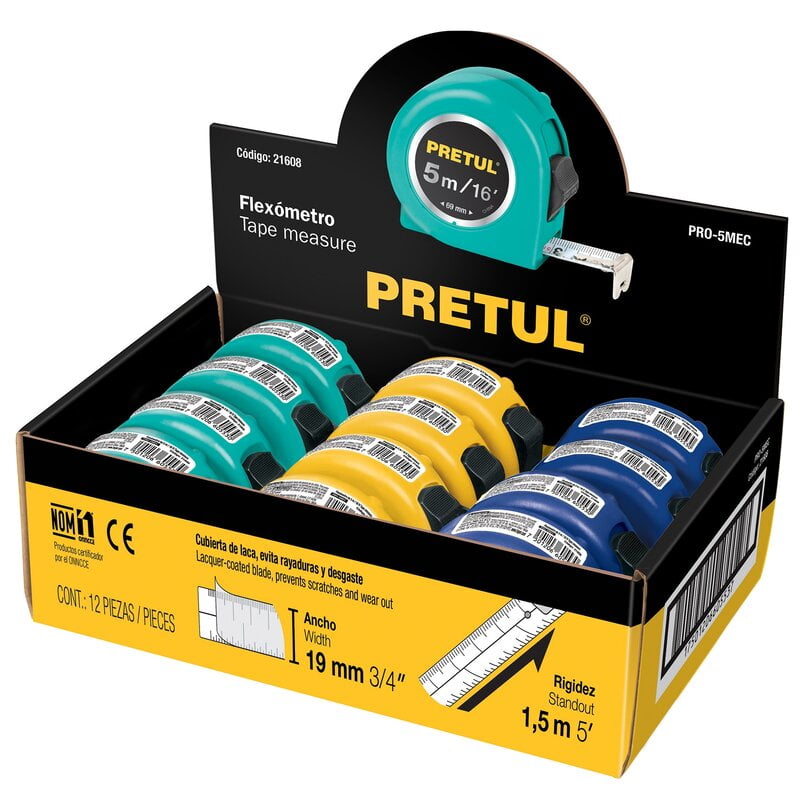 flexómetro-5-m-cinta-19-mm-display-box-con-12-pzas-pretul-pro-5mec-21608 flexómetro-5-m-cinta-19-mm-display-box-con-12-pzas-pretul-pro-5mec-21608