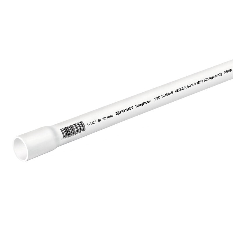 Tubo de 3 m de PVC de 1-1/2' hidráulico cédula 40, Saniflow - PVC-005 / 45521 Tubo de 3 m de PVC de 1-1/2' hidráulico cédula 40, Saniflow - PVC-005 / 45521