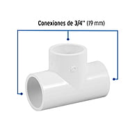 Tee sencilla de PVC, 3/4' - PVC-762 / 45421 Tee sencilla de PVC, 3/4' - PVC-762 / 45421