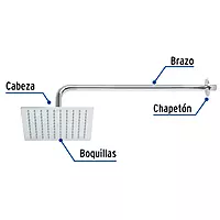 Regadera acero inoxidable, 8', con brazo, cromado, Riviera - R-308 / 45771 Regadera acero inoxidable, 8', con brazo, cromado, Riviera - R-308 / 45771