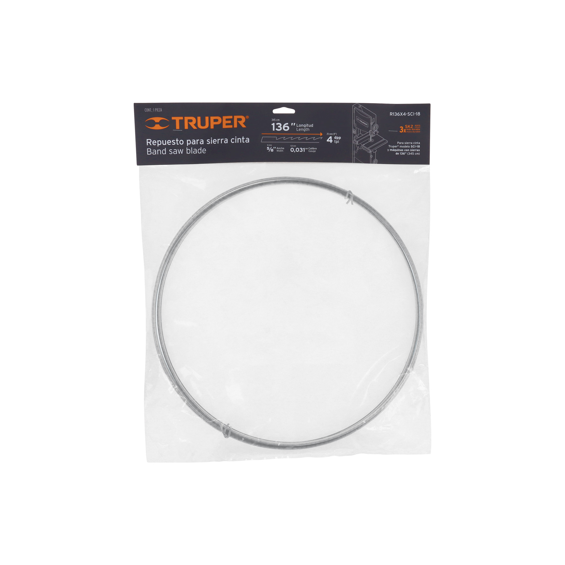 Repuesto sierra 136' x 4 dpp, para sierra cinta SCI-18 - R136X4-SCI-18 / 16279