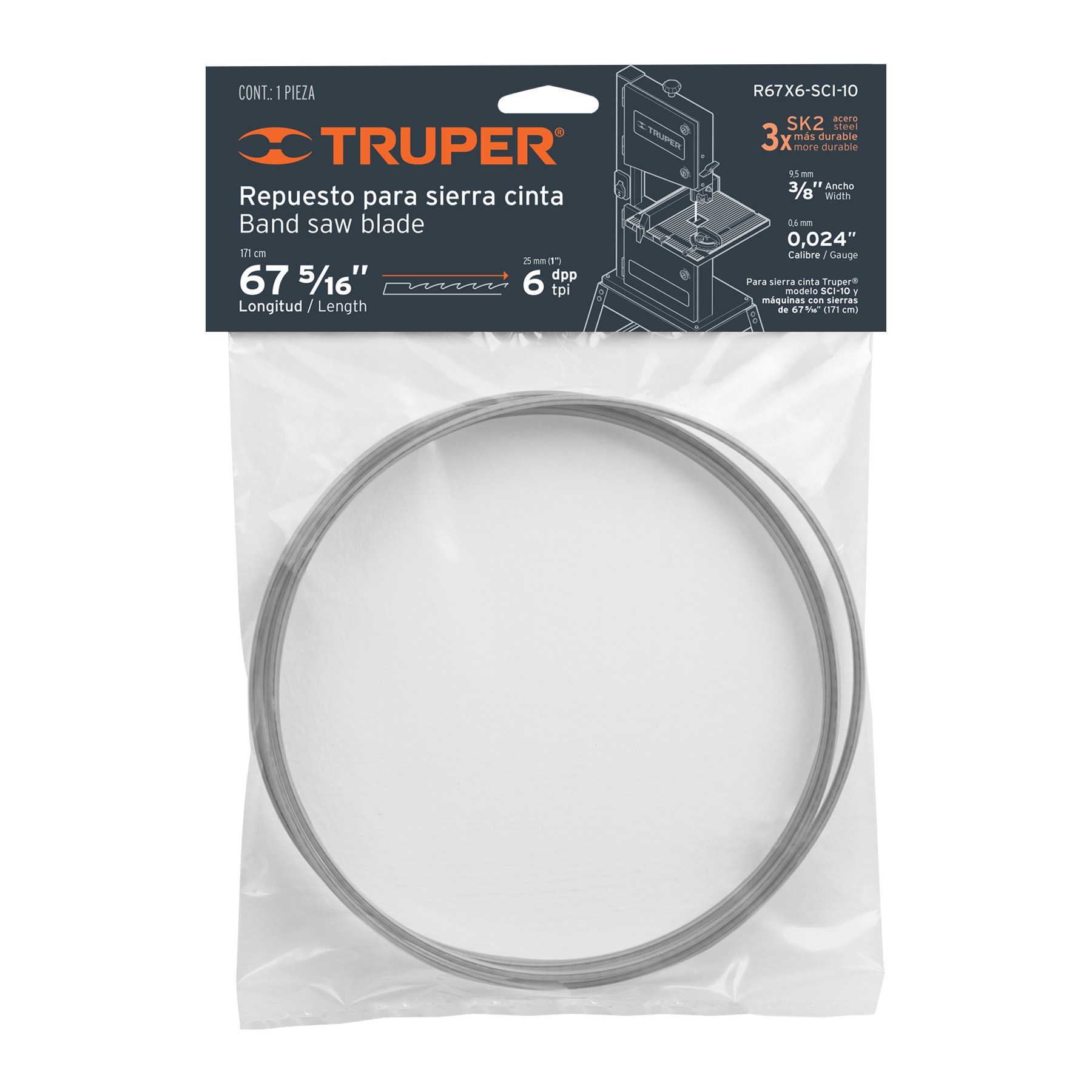 Repuesto sierra 67' x 6 dpp, para sierra cinta SCI-10 - R67X6-SCI-10 / 16286