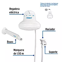 Regadera eléctrica, 4 temperaturas, 16.5cm, blanca, Foset - REGEL-6 / 40237