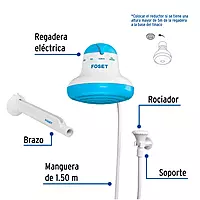 Regadera eléctrica, 4 temperaturas, 16.5cm, azul, Foset - REGEL-6A / 40239