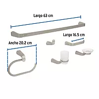 Juego de accesorios para baño,satinado, 6 piezas, Riviera - RIA-7000N / 45226 Juego de accesorios para baño,satinado, 6 piezas, Riviera - RIA-7000N / 45226