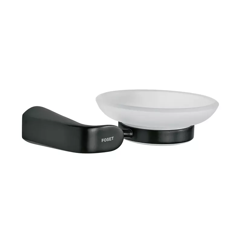 Jabonera con plato de vidrio, negro - RIA-74M / 44279