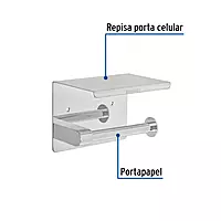 Portarrollo cromo con soporte para celular, Foset - RIA-84 / 46354 Portarrollo cromo con soporte para celular, Foset - RIA-84 / 46354