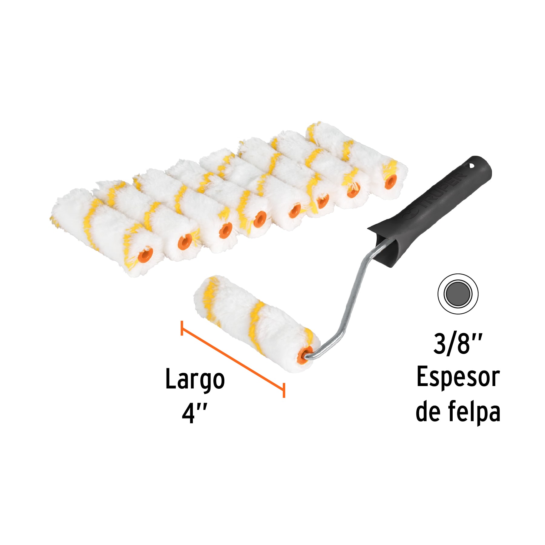 Kit 9 repuestos de mini rodillos de 4' y 1 maneral - ROPI-420N9 / 12132 Kit 9 repuestos de mini rodillos de 4' y 1 maneral - ROPI-420N9 / 12132