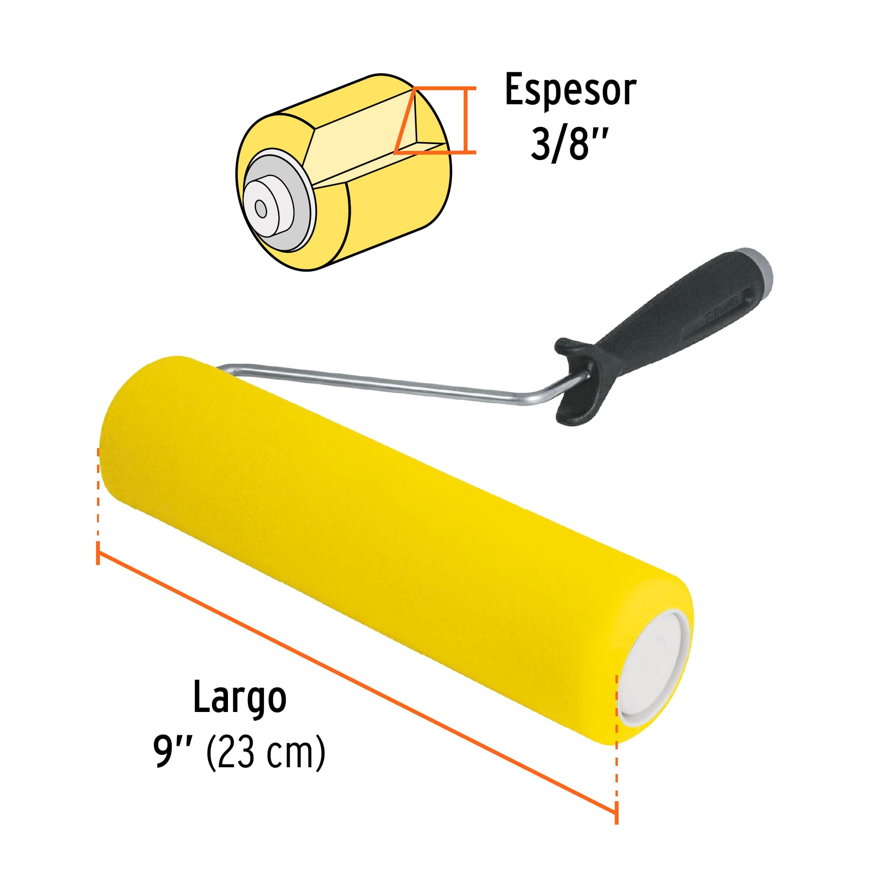 Rodillo para pintar, esponja 9 x 3/8', superficies lisas - ROPI-910E / 13841 Rodillo para pintar, esponja 9 x 3/8', superficies lisas - ROPI-910E / 13841